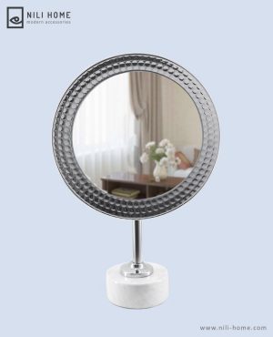 mirror 01 | آینه رومیزی گرد مدل ژیوار رنگ سیلور