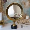 mirror 2 | آینه رومیزی گرد مدل ژیوار رنگ طلایی