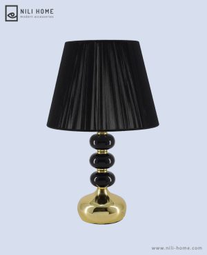 Table lamp 01 min | آباژور رومیزی سرامیکی مدل آتریسا رنگ مشکی طلایی