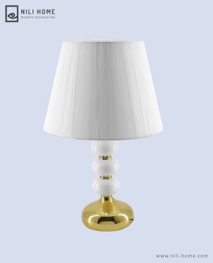 Table lamp 05 min | آباژور رومیزی سرامیکی مدل آتریسا رنگ سفید طلایی