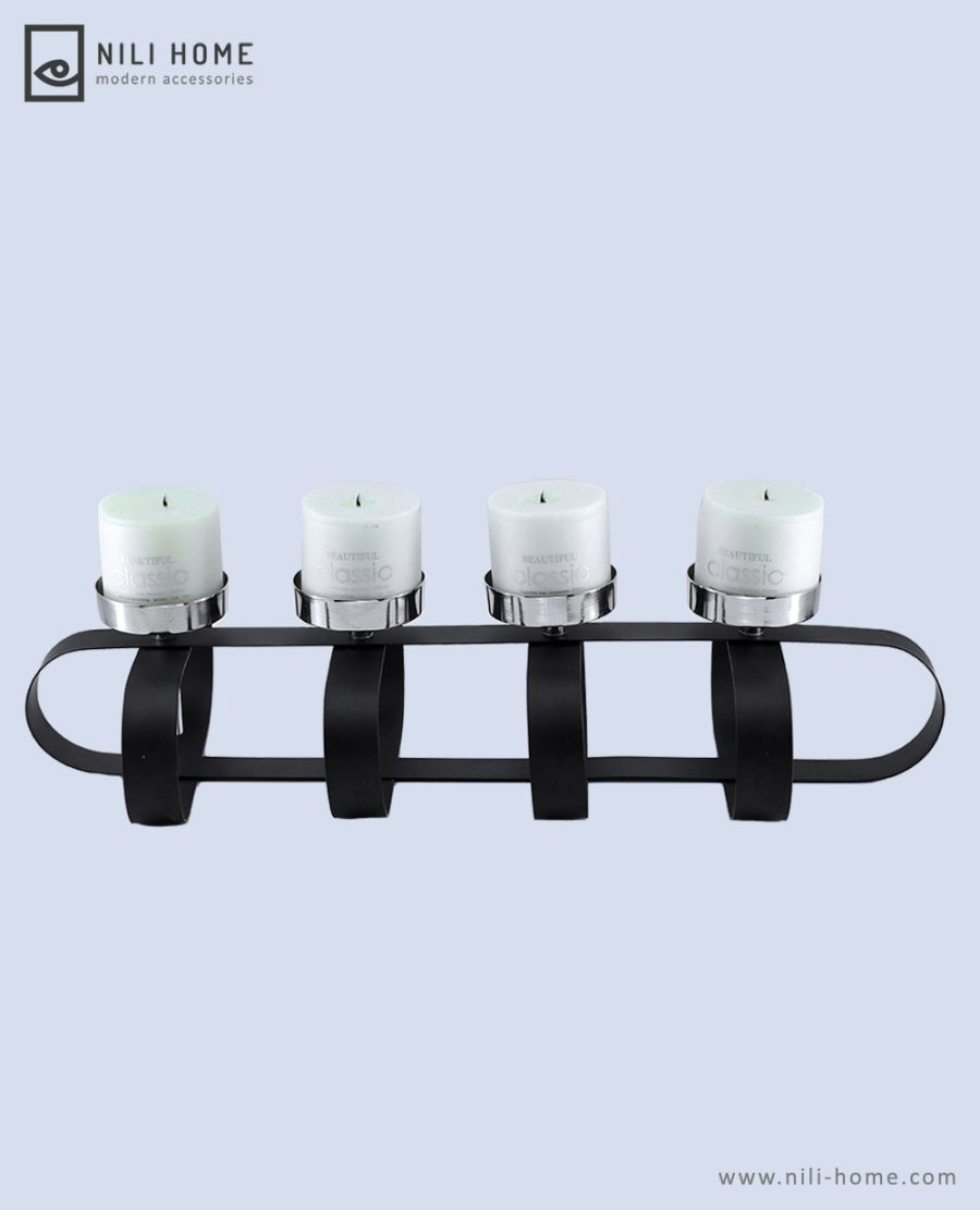 Metal candle holder 01 | جاشمعی 4 شعله فلزی مدل راگا رنگ مشکی