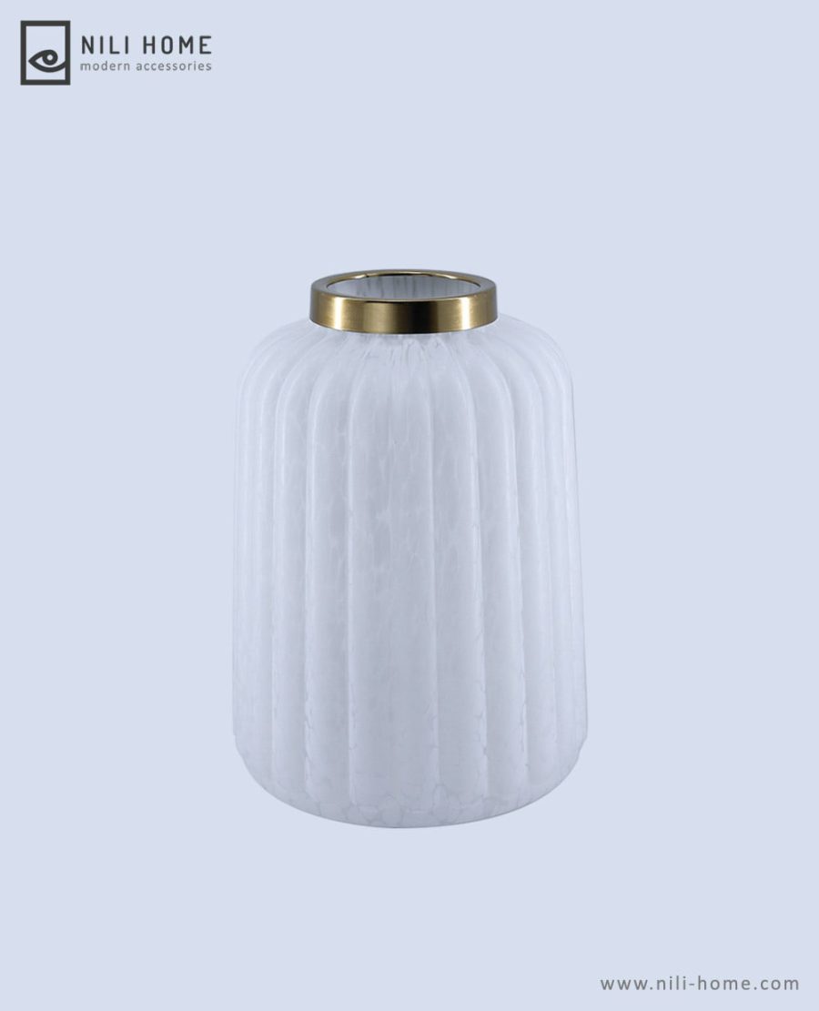 glass pot 01 min | گلدان شیشه ای ابر و بادی مدل پارمیدا رنگ سفید