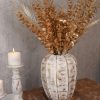 Oak vase 03 min | گلدان بلوط مدل آکام رنگ سفید استخوانی