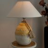 Table lamp 02 min | آباژور رومیزی پتینه مدل آیکاد رنگ سفید کرم